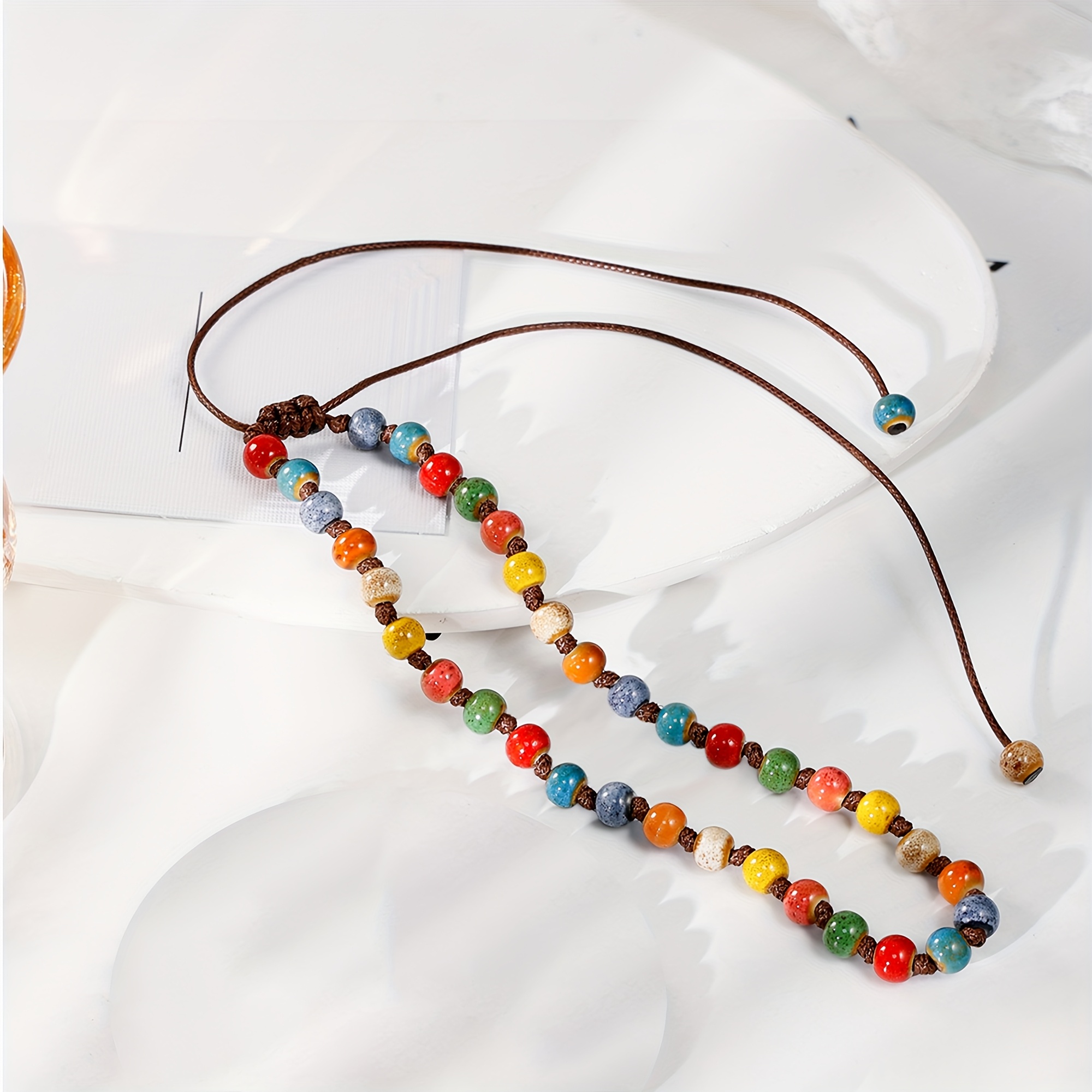 ESBBELA Colorful Ceramic Bohemian Hawaiian Necklace Adjustable 30 48 60